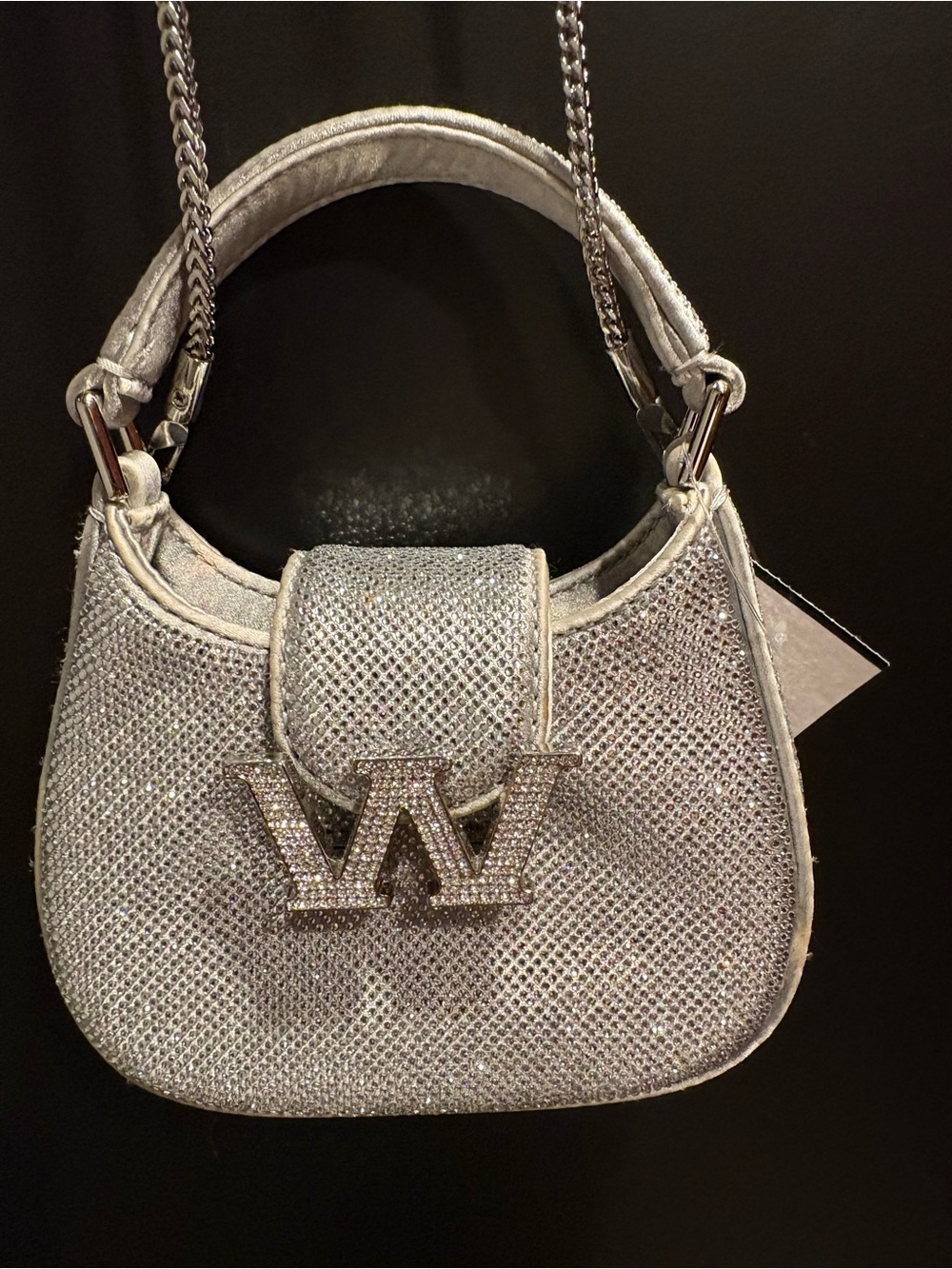 Alexander wang mini legacy hobo with cross body chain pave diamonds